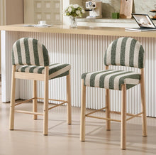 Cargar imagen en el visor de la galería, Striped Farmhouse Bar Stools in Green
