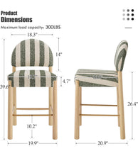 Cargar imagen en el visor de la galería, Striped Farmhouse Bar Stools in Green
