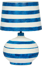 Cargar imagen en el visor de la galería, Striped Blue Papier Mache Lamp
