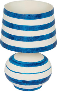 Striped Blue Papier Mache Lamp