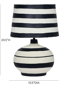 Striped Black Papier Mache Lamp