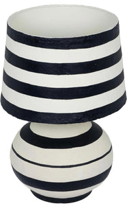 Striped Black Papier Mache Lamp