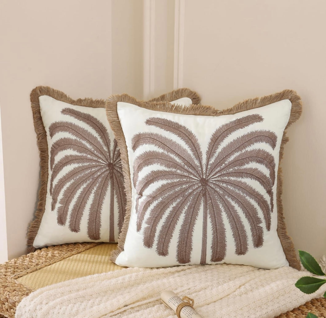 Palmtrees Embroidered Throw Pillow