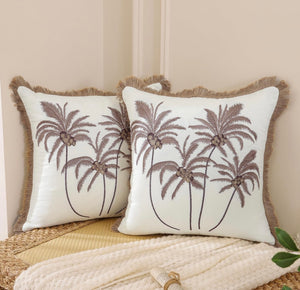 Palmtrees Embroidered Throw Pillow