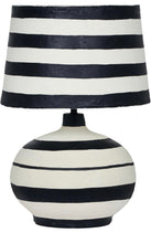 Cargar imagen en el visor de la galería, Striped Black Papier Mache Lamp
