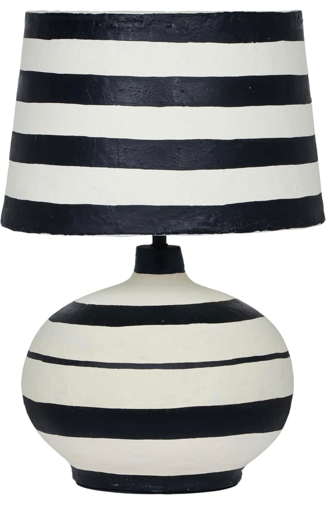 Striped Black Papier Mache Lamp