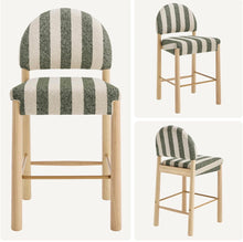 Cargar imagen en el visor de la galería, Striped Farmhouse Bar Stools in Green
