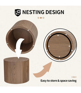 Circle Oak Nesting Tables
