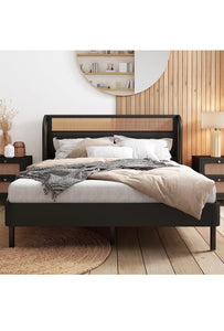 Rattan Leather Bed