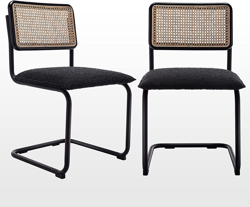 Mid Modern Cane Chair in Black