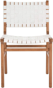 White Leather Woven Chairs