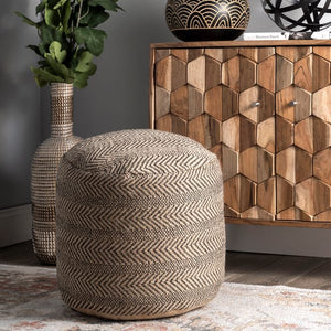 Natural Chevron Jute Pouf