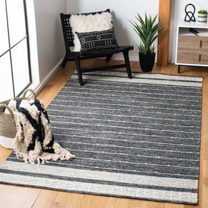 Kilim Cotton Black Ivory Rug