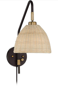 Rattan and Metal Sconce