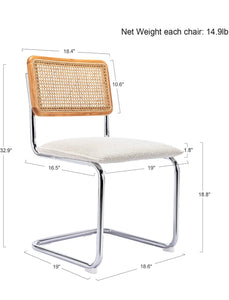 Mid Modern Cane Chair in Ivory