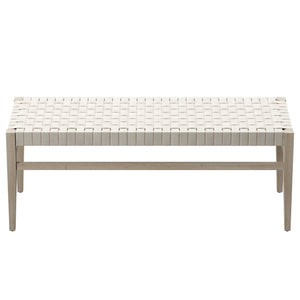 White Faux Leather Bench