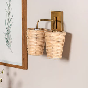 Rattan Double Wall Sconce