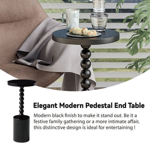 Pedestal Black Side Table