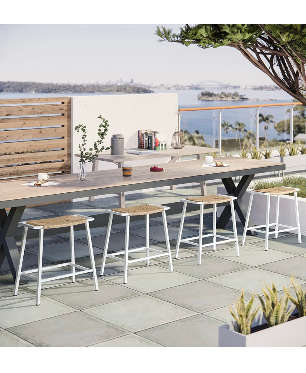 Rattan Waterproof Stool in White – Final Touch Deco