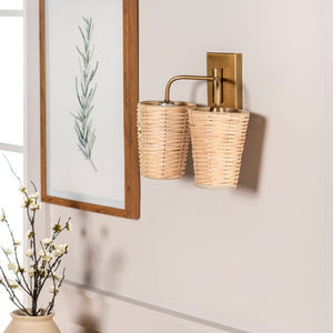 Rattan Double Wall Sconce